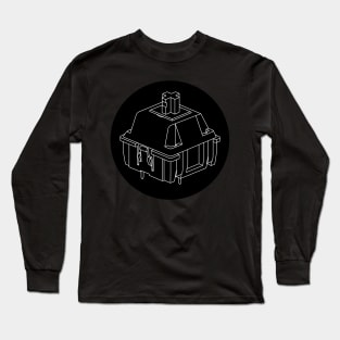 Mechanical Keyboard Cherry MX Switch Technical Line Drawing White on Black Long Sleeve T-Shirt